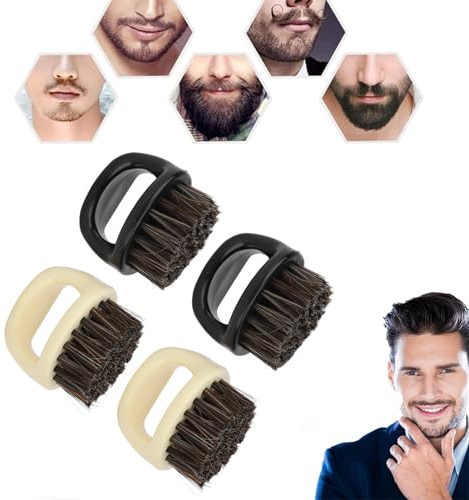 BartbüRste MäNner,4 StüCk Weiche Borsten Bartbürste,Knuckles Rasierpinsel Herren,Bart Pflege Set,MäNner Styling Bartkamm,BartbüRste für MäNner Bart Styling,Pflege Und Gestaltung