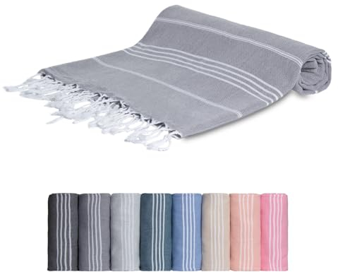 MEBY Telo da sauna XXL (100 x 200 cm), telo mare, asciugamano turco, asciugamano da hammam, asciugamano 100% cotone (grigio scuro)