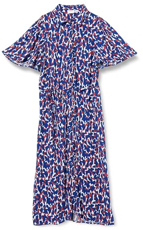 VILA Damen VIRUMA FI S/S MIDI Shirt Dress/R Blusenkleid, Mazarine Blue/AOP:Fi, 38