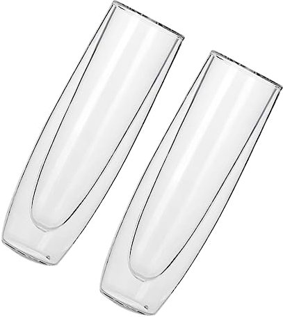 TOPBATHY 2pcs Double Layer Glass Wine Cups 150ml Thin Wall Goblets Smooth Mouth for KTV Bar Wedding Celebration