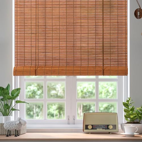 XuSymoz Bamboo Blinds, BambooRoll Up Shades for Windows, Light Filtering Bamboo Roller Shades for Indoor Outdoor Home Patio Porch (30 W*72 L)