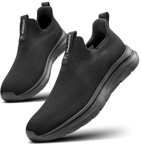 Sosenfer Slip on Sneaker Hommes Chaussures Respirantes sans Lacets Baskets Confortables Chaussures de Sport décontractées Légères Chaussures de Marche pour Hommes