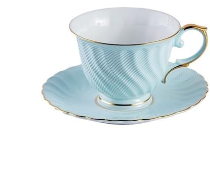 Service Café Porcelaine Tasses à café et soucoupes en céramique françaises, belles tasses à café au lait, service à thé de l'après-midi exquis for la maison Tasses à Thé Et Soucoupes(Color:Blue)