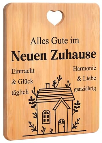 Apjielop Einzugsgeschenke - Bambus Schneidebrett, Einzugsgeschenke Haus, Einzugsgeschenke Wohnung,Geschenk zum Einzug ins Haus - Alles Gute im Neuen Zuhause, Neues Haus Geschenk