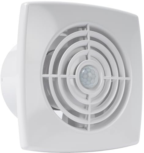 Vent Systems Badlüfter 150mm - Wasserdicht Badventilator mit Bewegungssensor und Timer - IPX4 44dB 18W 215m³/h Wand, Deckenmontage - Geräuscharmer Energieeffizienter Abluftventilator für Küche und Bad