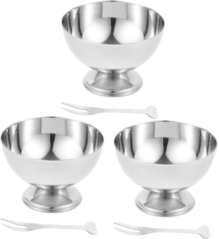 Cabilock Lot De 3 Bols À Bonbons En Acier Inoxydable Bols À Dessert Tasses À Pudding Réutilisables