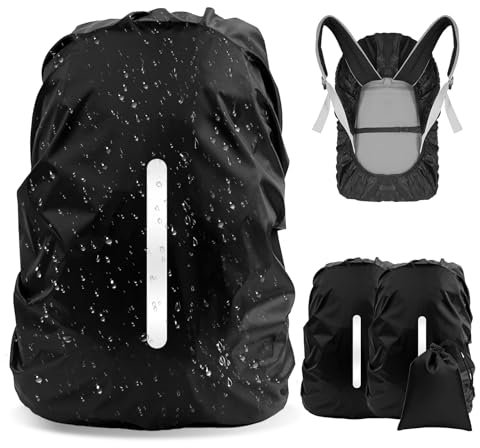 DOINEUFL 2 Pack Waterproof Backpack Cover, Waterproof Rucksack Cover, Waterproof Bag Cover, Dustproof and Adjustable Rucksack Rain Cover, Outdoor Anti-tear Backpack Raincover for Camping,Hiking