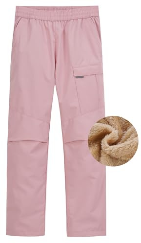 Happy Cherry - Niña Pantalones de Senderismo Impermeables para Montaña Esquí al Aire Libre Niñas Infantil Softshell Pantalón Nieve Invierno con Forro Polar Resistente Viento - 110-120cm - Rosa