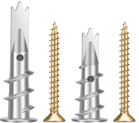 saerryor 100 Pcs Heavy Duty Plasterboard Fixings, Self Drilling Screw and Plasterboard Wall Plug Metal Plasterboard Screws Drywall Anchor Wall Plugs Set for Plasterboard