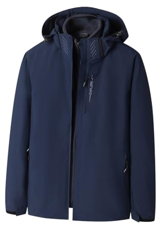 Mens Waterproof Jacket for Men Plus Size 3 in 1 Windproof Hooded Breathable Outdoor Thermal Coat Furry Fleece Warm Ski Jacket Pockets Winter Sportswear for Hiking Skiing Trekking Skating Mountain 5XL