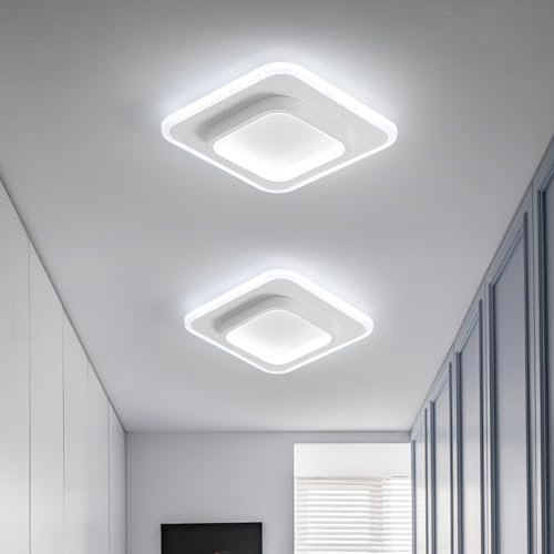 DELIPOP Plafoniera LED Soffitto Moderna, 24W 2700LM Lampada da Soffitto Quadrata, Lampadario LED Bianco in Acrilico per Soggiorno, Bagno, Corridoio, Luce Bianca Fredda 6500K