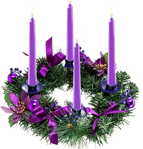 Adventskranz mit Tannenzapfen, roten Kugeln, Tannenkranz und Kerzenleuchtern, Weihnachtskerzenkranz, 33 cm Durchmesser, festliches Weihnachtsgesteck für Zuhause und Tischdekoration