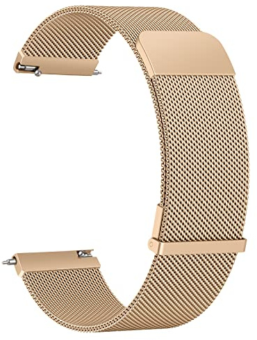 AK Bracelet de Montre 20mm 22mm pour Montre connectée, Smartwatch universelle Métal Acier Maille Bracelets de rechange de à libération Rapide pour Homme Femme (Or Rose, 20mm)