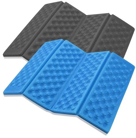 SCDZY 2 Stück Sitzkissen Outdoor Faltbar, Faltbares Sitzkissen für Unterwegs Sitzunterlage Outdoor Wasserdicht Sitzpolster Schaumstoff Thermo Sitzmatte (Grau+Blau)