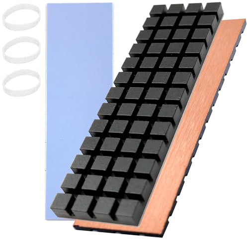 Hodyludy Dissipateur Thermique M.2 70x20x3mm en Cuivre Pur, Revêtu de Graphène, avec Coussinet Thermique Silicone pour Refroidir les SSD 2280 M.2 NVME de Laptop