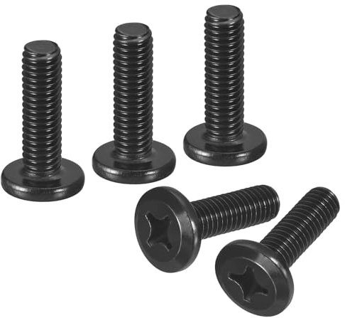 sourcing map 20 viti a testa rotonda piatta M6-1,0 x 20 mm, viti a testa piatta a testa tonda in acciaio inossidabile 304, viti a testa svasata Phillips, filettatura completa, ossido nero