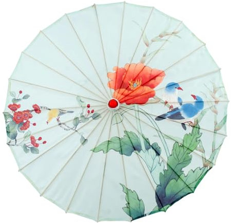 OAJABBGE MultiPurpose Bamboos Silk Umbrella Decorative Parasol For Traditional Celebration And Everyday Use 82cm Diameter