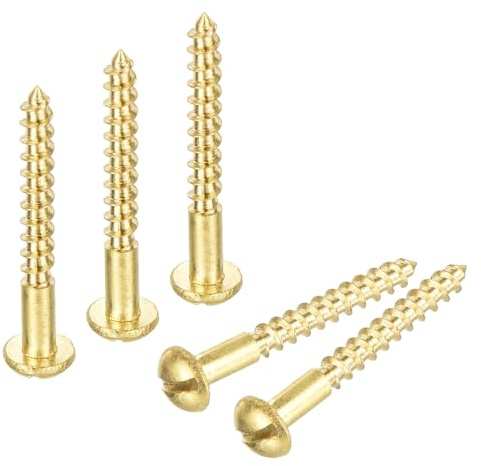 QUARKZMAN Vis à Bois M2,5 x 20mm à Tête Ronde Fendue en Laiton 20 Pcs | Vis Auto-Taraudeuse