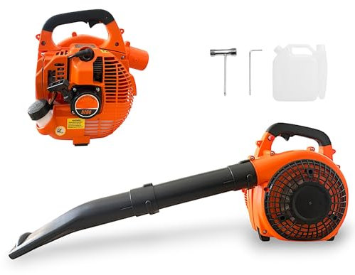 Soffiatore a scoppio 52CC con motore 2 Tempi Potenza 1500W Soffiatore da giardino per manutezione spazi esterni leggero e portatile, per la cura del prato, detriti e pulizia del cortile