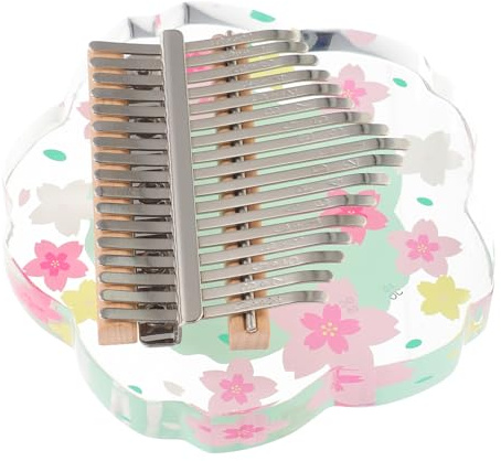 Kleiner Daumenklavier Kalimba 17 Töne Transparentes Taschenmodell | 1 Satz, Grün, Metall Holz Acryl, Leicht und Tragbar, für Kinder und Einsteiger