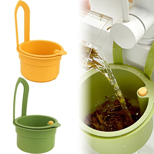 2PCS Kitchen Sink Strainer, Hanging Sink Colander Drain Basket, Food Waste Catcher Sink with Hanging Design, Sink Filter Draining Kitchen Tool with Mesh Filter for Garbage Leftovers (Yellow+Green)