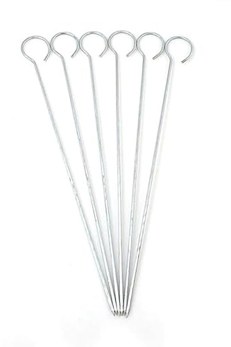 Metal BBQ Skewers, 25cm Length, 100g, Set of 6, Stainless Steel Kebab Sticks