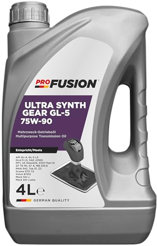 ProFusion 75W-90 4L Ultra Synth Gear GL-5 – Aceite de Transmisión Sintético para Cajas Manuales, Diferenciales y Engranajes Hipoides – API GL-4/GL-5, MB 235.0, ZF TE-ML