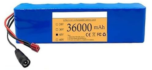48V 36AH 13S2P Scooter Batterie Batterie Li-ION Rechargeable Au Lithium-ION Étanche en PVC Grande Capacité Batteries Lithium-ION Étanches pour Vélos Électriques XT30+JST