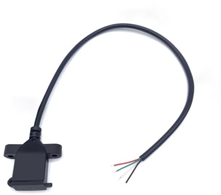 ELFJMZP Prise USB 2.0 avec capuchon anti-poussière et trous de fixation pour câble soudé à 4 fils, convient pour les applications de bricolage, industrielles et embarquées 32 cm (lot de 2) (quatre
