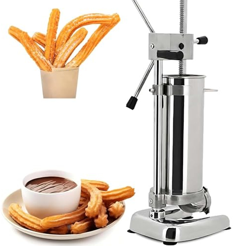 CUTANGELAR Machine À Faire Des Churros, Presse À Pâte Multifonctionnelle. Machine À Churros En Acier Inoxydable Avec 5 Embouts De Moulage. Efficace Pour Production À Grand Volume(2L)