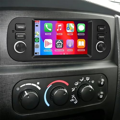 6,86 tums dubbel Din bilradio för Dodge Ram pickup 2002–2005 med trådlös Carplay Android 14 GPS navigering huvud unit skärm DAB Bluetooth backkamera spegel länk FM/RDS SWC 2 32 G