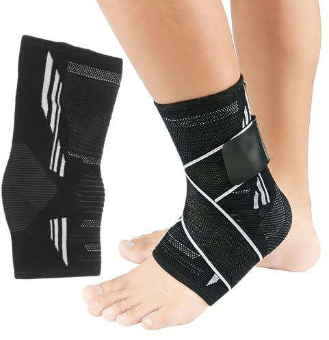 Ai-Yong Heng Knöchelbandage mit 3D-Netzgewebe: Sprunggelenkbandage&Fußbandage für Plantarfasziitis, Achillessehnen Entlastung - Verstellbare bandage fußgelenk stabilisiert sanft für Sport(Schwarz, L)