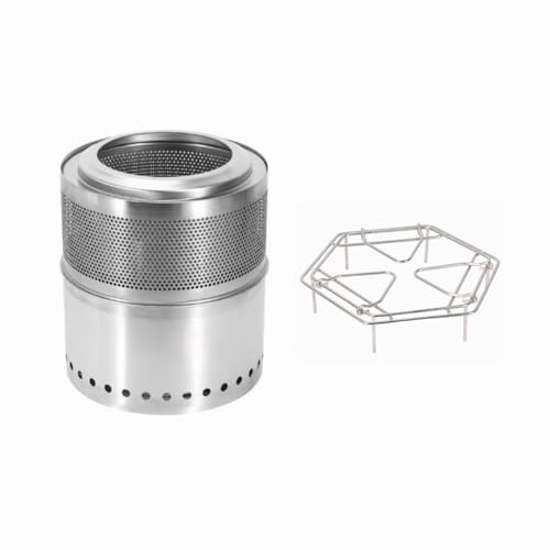 Stufa a Legna Economica con Fori di Ventilazione Realizzato in Acciaio Inox 304 Cucina a Legna da Esterno Include Griglia Portapentole Adatto per Il Campeggio e per Preparare Il Tè(A)