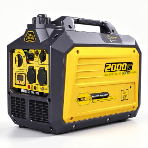 Aceup Energy 2000 Watt Inverter Pure Sine Wave Petrol Silent Generator | 4-Stroke Portable Quiet Generator with Digital Display 230V/12V/USB for Home, Camping, Caravan, Emergency, Garden Work