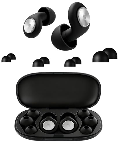 Tapones Oído de Silicona Negros Antiruido 45dB, Tamaños S/M/L Ultracómodos Reutilizables, Cancelación de Ruido Eficaz Aislamiento Acústico, Ideal para Dormir Viajar Concentrarse Conciertos Obras Diari