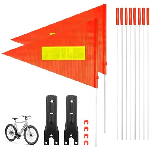 LCFVOFU 2 Sets Reflektierende Fahne Fahrradanhänger, Regulierbar Wimpel Fahrradanhänger, Fahrradfahne für Fahrräder, Mountainbikes, Laufrad, Fährräder, Rollstuhl mit Pedale usw