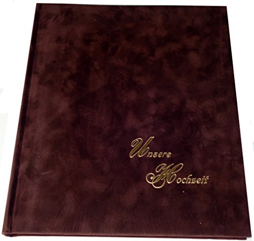 Hochzeitsalbum 26x30cm, 50 Seiten weißer Karton mit Pergaminzwischenblättern, Einband braun Samt (19362) 4 Seiten mit Innentext