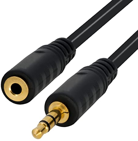 BIGtec 2m cable jack 3.5 male femelle prise adaptateur 3.5 rallonge Audio AUX Fiche Stereo-Jack câble de rallonge Câble de Extension Couleur Noire