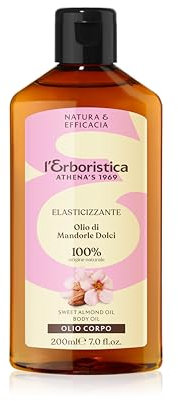 L'Erboristica Athena's - Olio Corpo - Olio di Mandorle Dolci Profumato - Olio Corpo Elasticizzante Ideale sotto la Doccia 100% Naturale - 200 ml