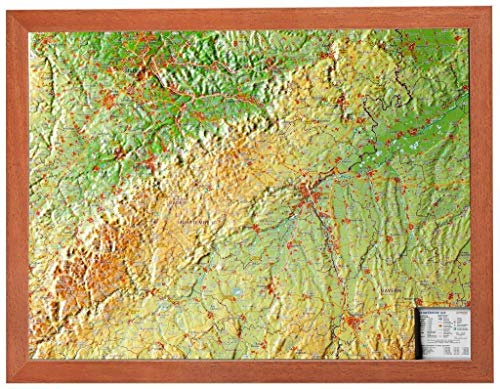 Relief Schwäbische Alb mit Rahmen (1:430.000): Tiefgezogenes Kunststoffrelief