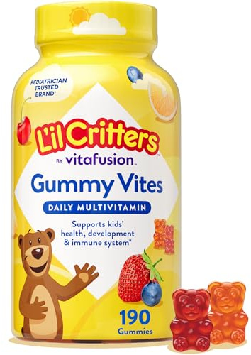L'il Critters Gummy Vites Daily Kids Multivitamins Assorted Fruit Flavors for Ages 2+ Toddlers & Kids, Gummy Vitamin with Vitamin C and D, 95-190 Day Supply, 190 Gummies