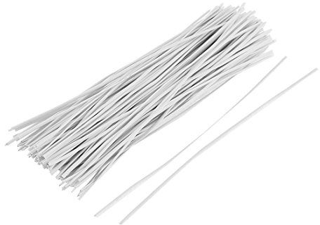 sourcing map 130pcs Cable Organizer Binding Packaging Wire Twist Ties White Packaging Wire Twist Ties150x2mm
