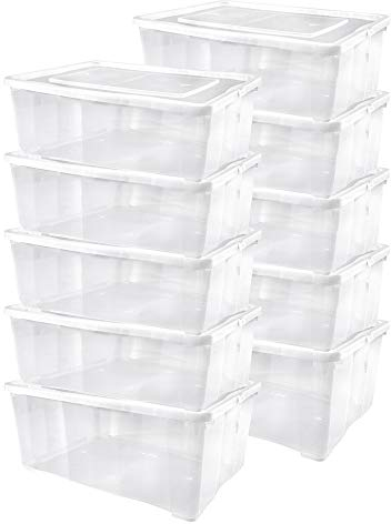 10 er Set Alpfa Schuhboxen je 5,0 Liter Inhalt - transparent mit Deckel - stapelbar 33x20x11 cm
