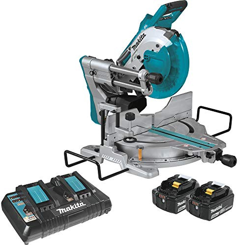 Makita XSL06PT 18V x2 LXT Lithium-Ion (36V) Brushless Cordless 10 Dual-Bevel Sliding Compound Miter Saw with Laser Kit (5.0Ah)