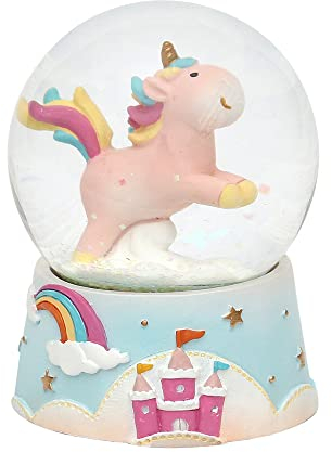 Bola de nieve de decoración con unicornio, tamaño y color a elegir en el menú desplegable, Kugel Ø 6,5 cm, Rosa Einhorn