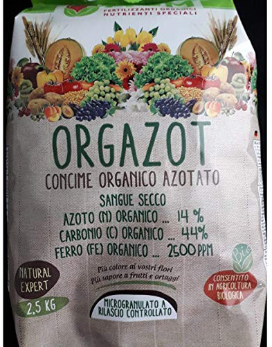 ORGAZOT Micro GR Concime Organico Azotato Sangue Secco Granulato 2,5 KG