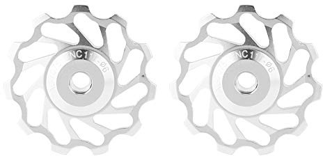 Tbest Keramik-Kugellager, 2 Stück Keramik-Riemenscheibe, Aluminium-Legierung, Schaltwerk-Führungsrolle, Teil Zubehör für Mountainbike (Silber 11T)