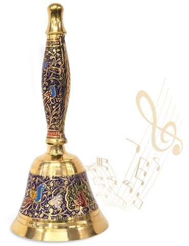 Shubhkart Hand Painted Bell for Wedding Events Decoration, Food Line, Alarm, Jingles, Ringing, Service Bell (Blue)