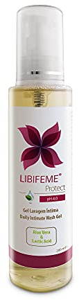 Tägliches Intimhygienegel mit PH 4.0 - Milchsäure + Aloe Vera + Essentielle Öle + Lactobazillen - spendet Feuchtigkeit und beruhigt die Haut des Intimbereichs der Frau -200 ml