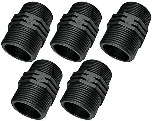 AERZETIX - Juego de 5 - Pezón Igual con Racor Roscado en Plástico - Doble Rosca Macho/Macho - 1 1/4x1 1/4 - PN 10 Bares - Racores de Compresión para Atornillar